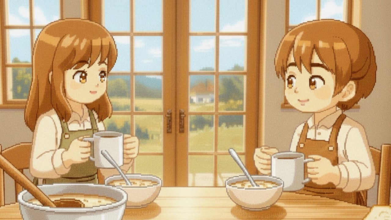 A Sunlit Day in Our Cozy Cottage: Cooking, Tea & Cleaning Together | Pixel-Anime Animation