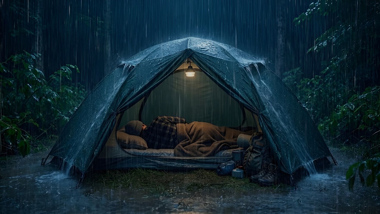 Torrential Rain on a Camping Tent 🌧️ Lost in the Forest for Deep Sleep