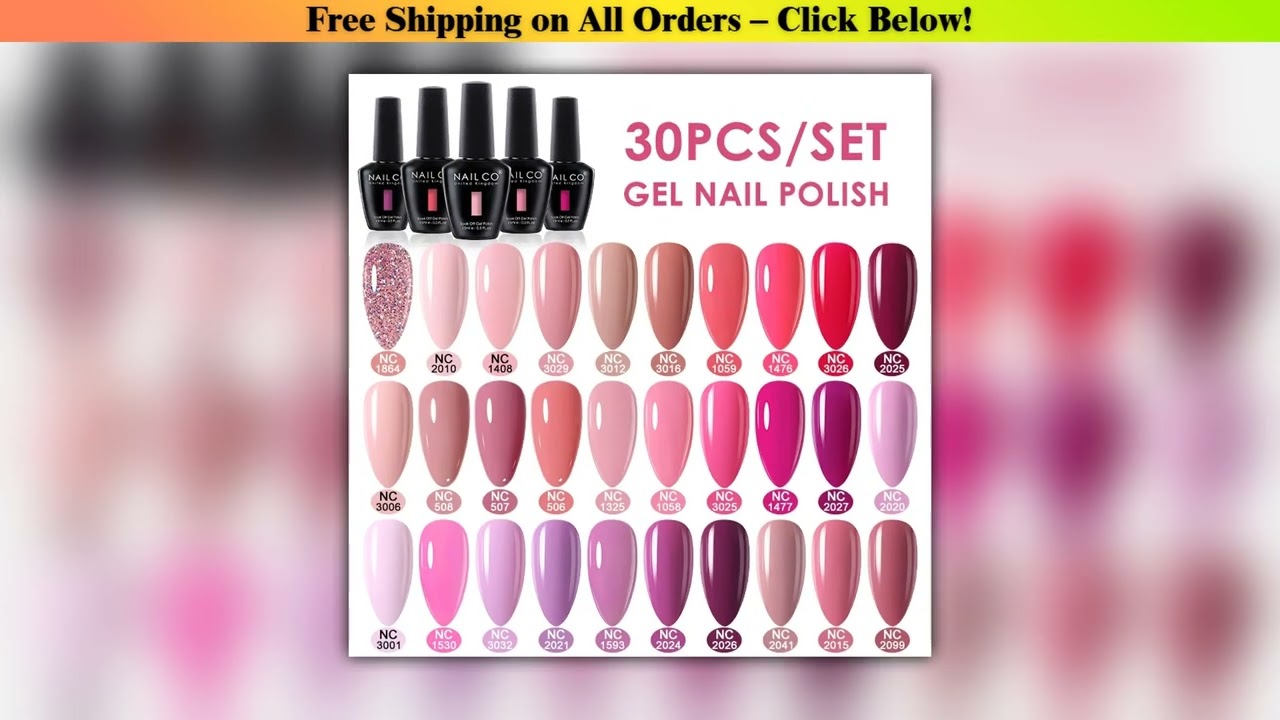 NAILCO 30pcs All-Season Gel Nail Polish Set Nude Pink White Semi Permanent Soak Off UV Gel