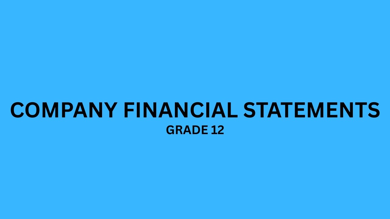 GRADE 12 Company Financial Statements activity