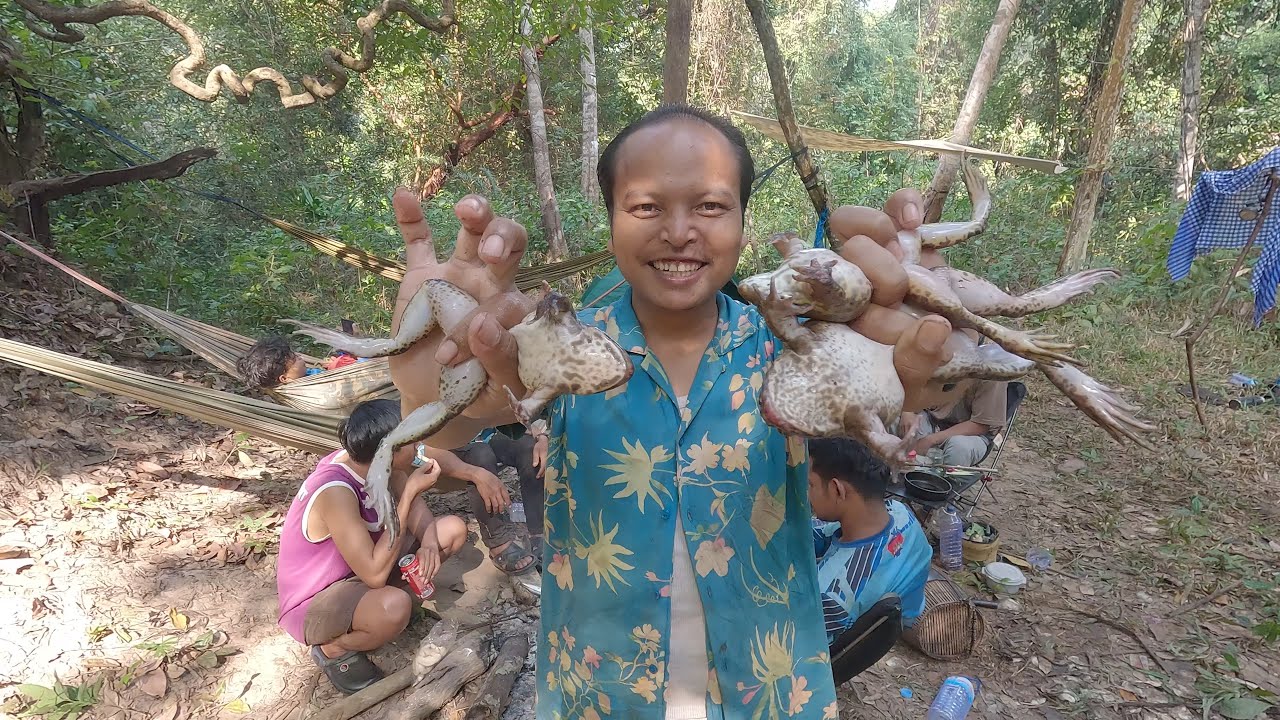 ស្ងោរង៉ាំង៉ូវកង្កែបក្នុងព្រៃ - Camping and Cooking nature food in forest 17/Jan/2026 - Ep377.2