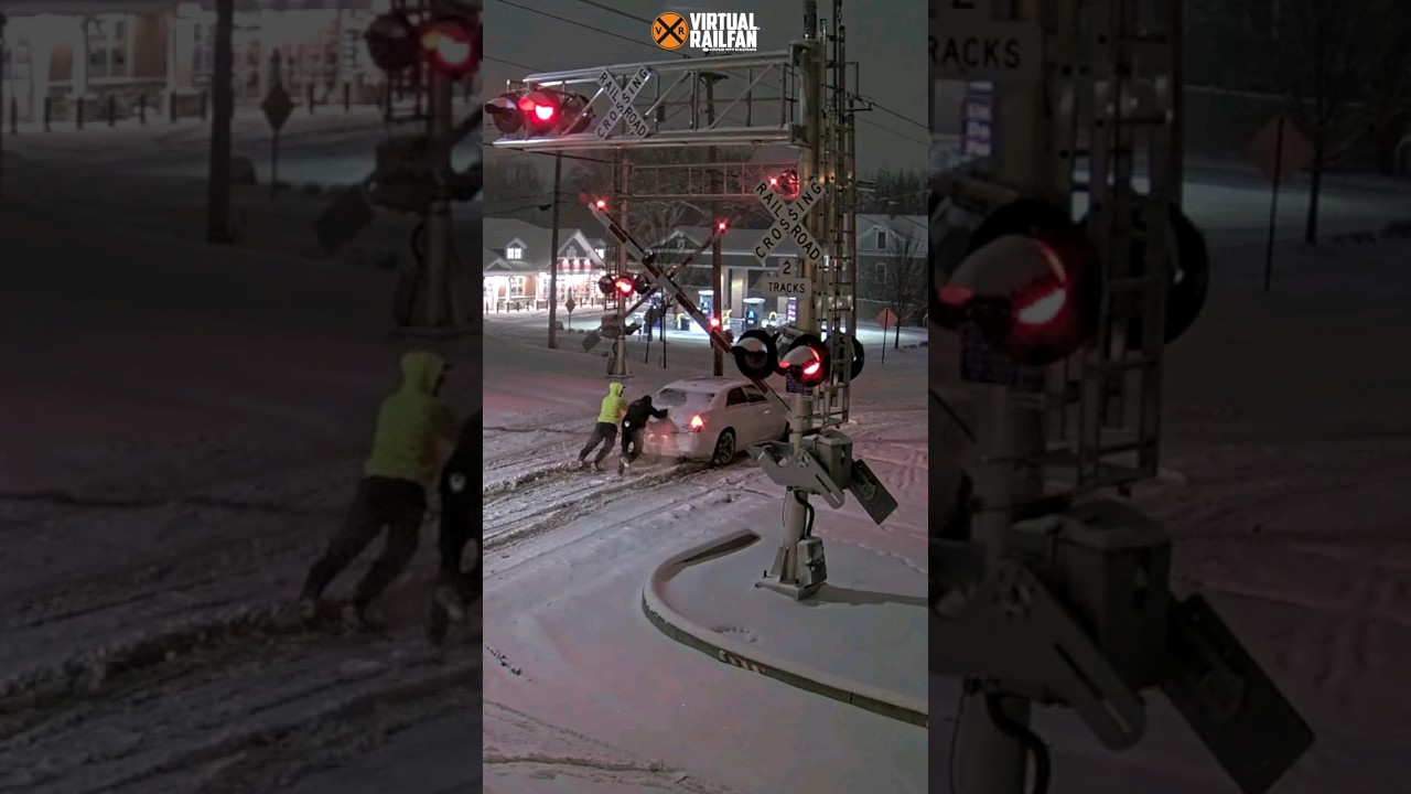 Saving a Car Stuck on Snowy Tracks!