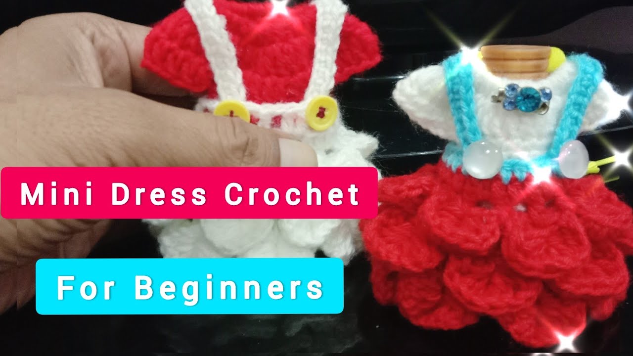 HOW TO CROCHET MINI DRESS (casing for perfume car)