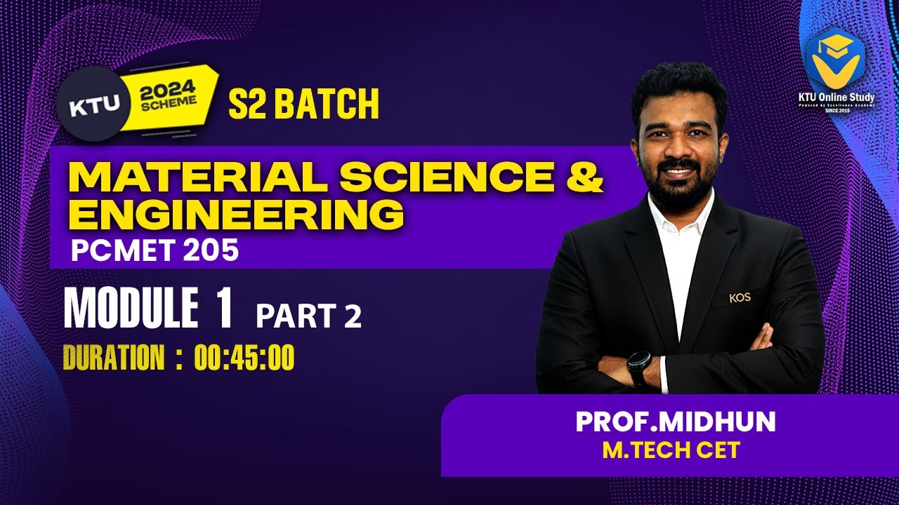 MATERIAL SCIENCE  AND ENGINEERING  MME KTU 2024 SCHEME  | MMSC MODULE 1 PART 2