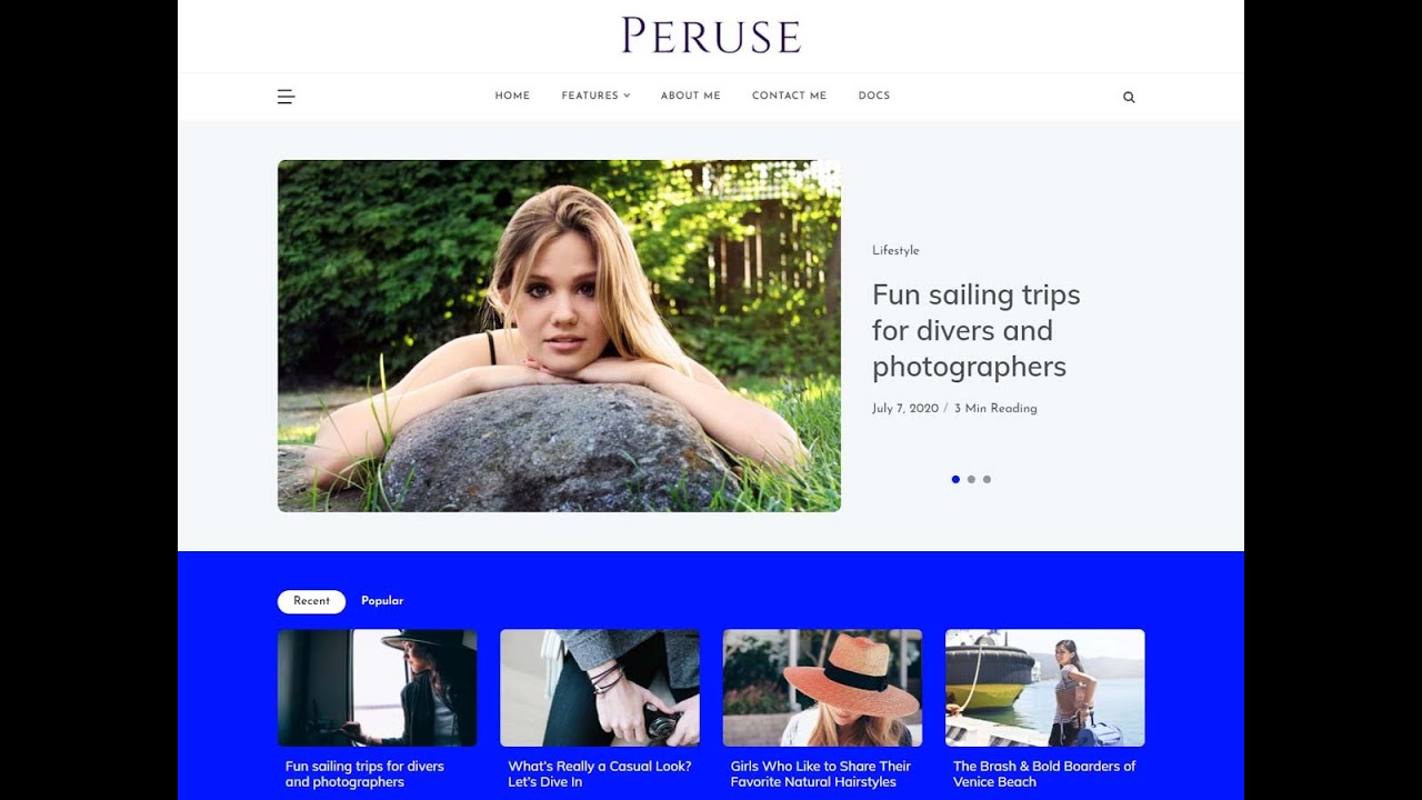 Peruse Feminine Blog Theme Video Documentation | TemplateSell