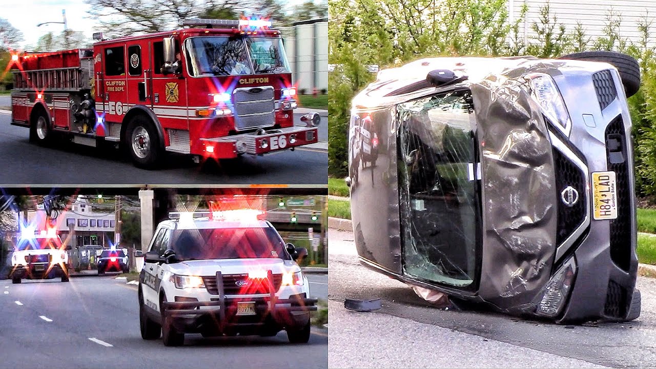Clifton Fire And Police Department Responding To A Single Car Rollover 5-12-20