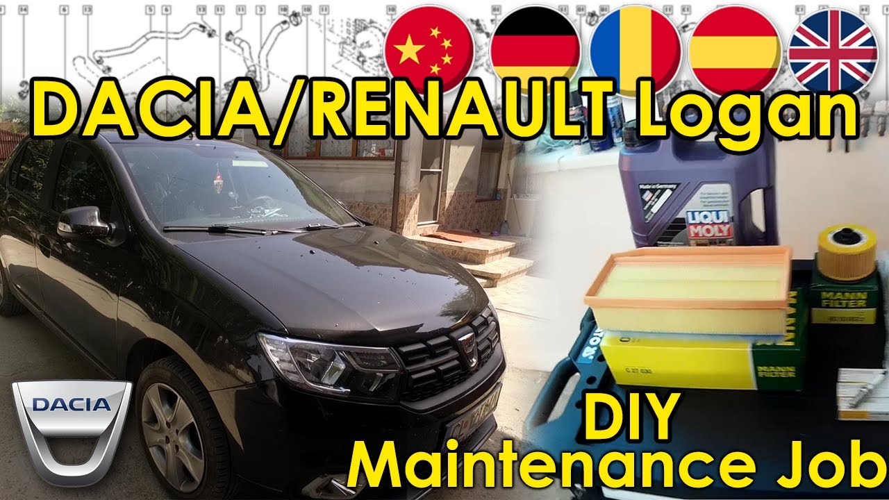 DIY Dacia Renault Logan 0.9 TCE Maintenance Service Oil Change Oil Filter Pollen Cabin Filter