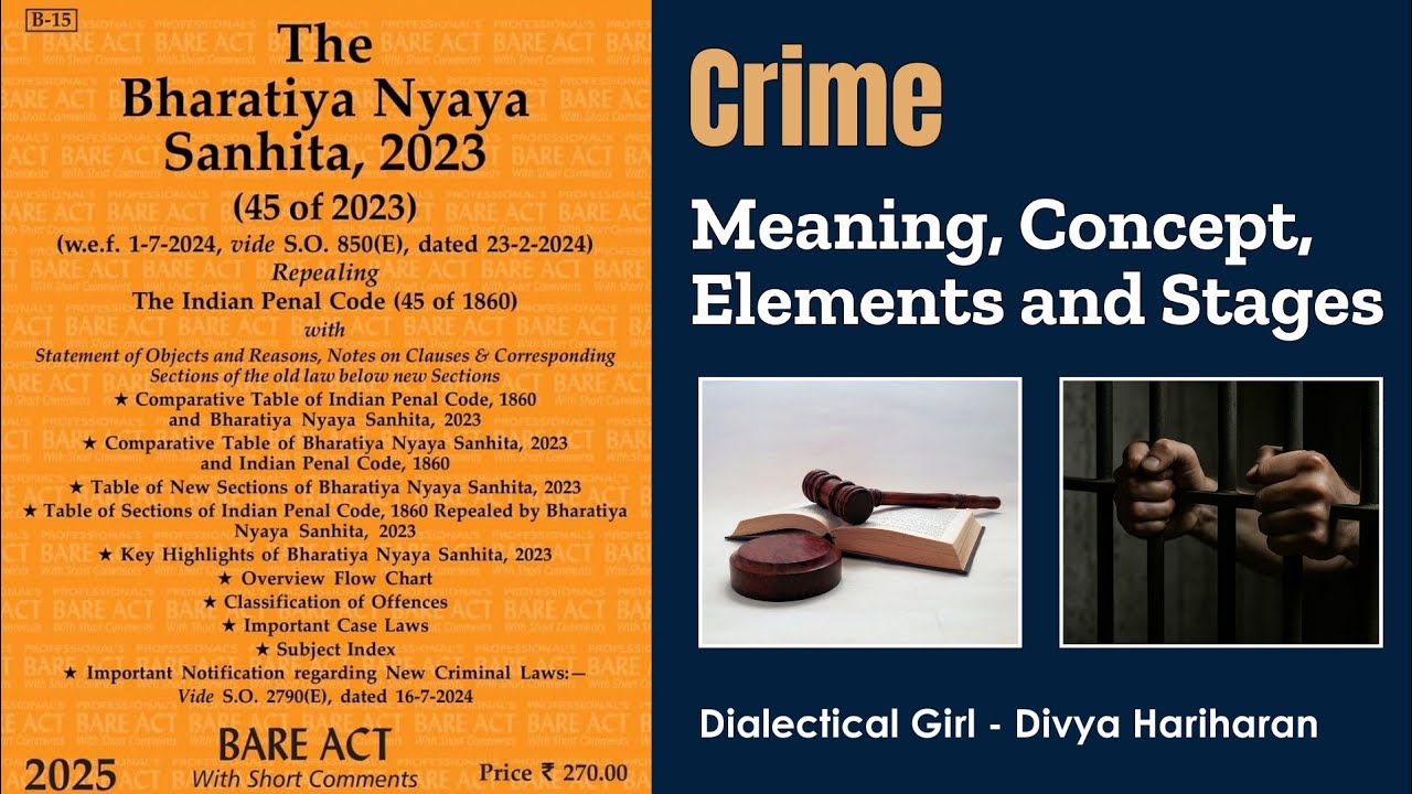 CRIME | MEANING, CONCEPT, ELEMENTS & STAGES | IN HINDI | BNS | LAW IN MINUTES | DIALECTICAL GIRL