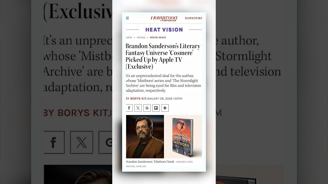 COSMERE ADAPTATION? Apple TV announces Mistborn, Stormlight Archive #booktok #booktube