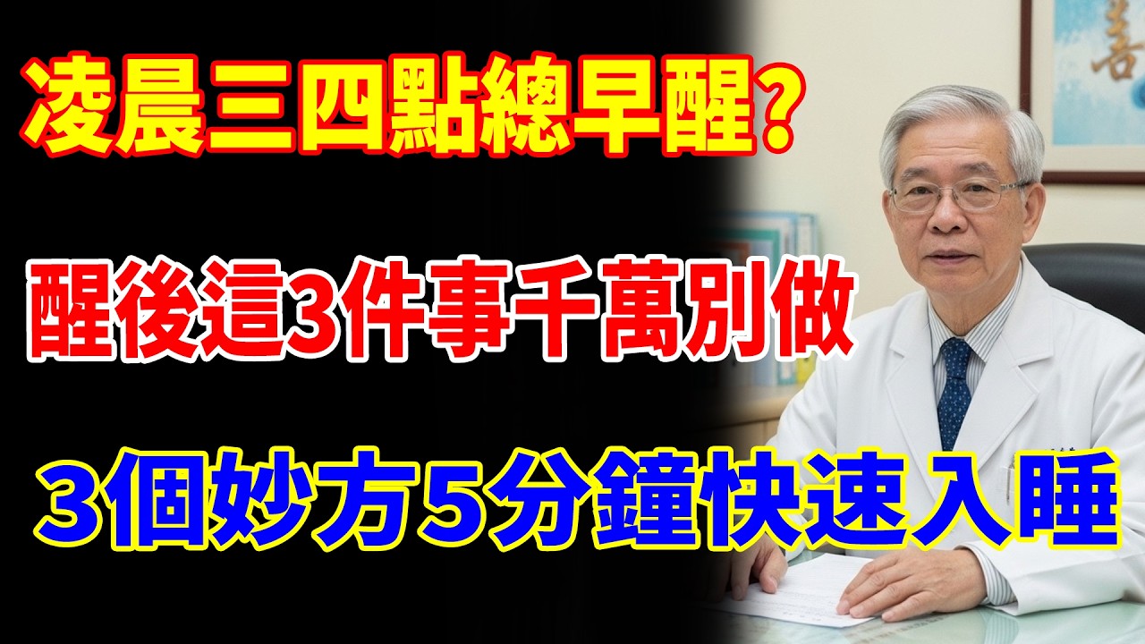 凌晨三四點總早醒？醫生警告：醒後這3件事千萬別做！教你3個妙方，5分鐘快速入睡，一覺到天亮！比安眠藥還管用！#樂享養生 #健康知識 #老年健康