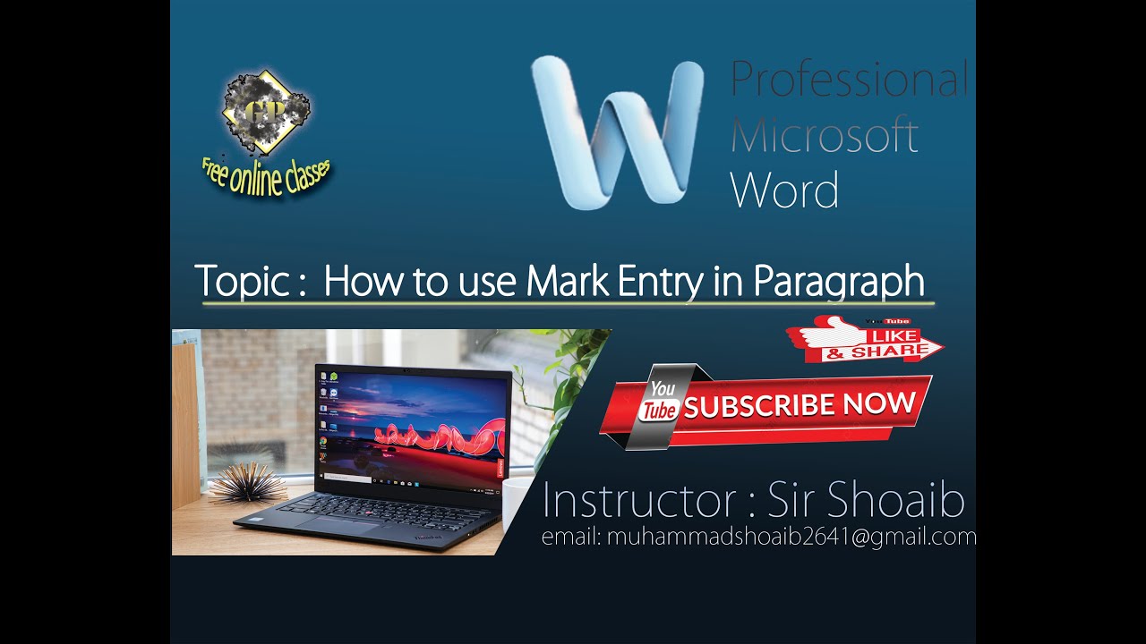How to use Mark Entry in Ms-Word 2007 (Topic 38) Urdu / Hindi / English (Subtitle)
