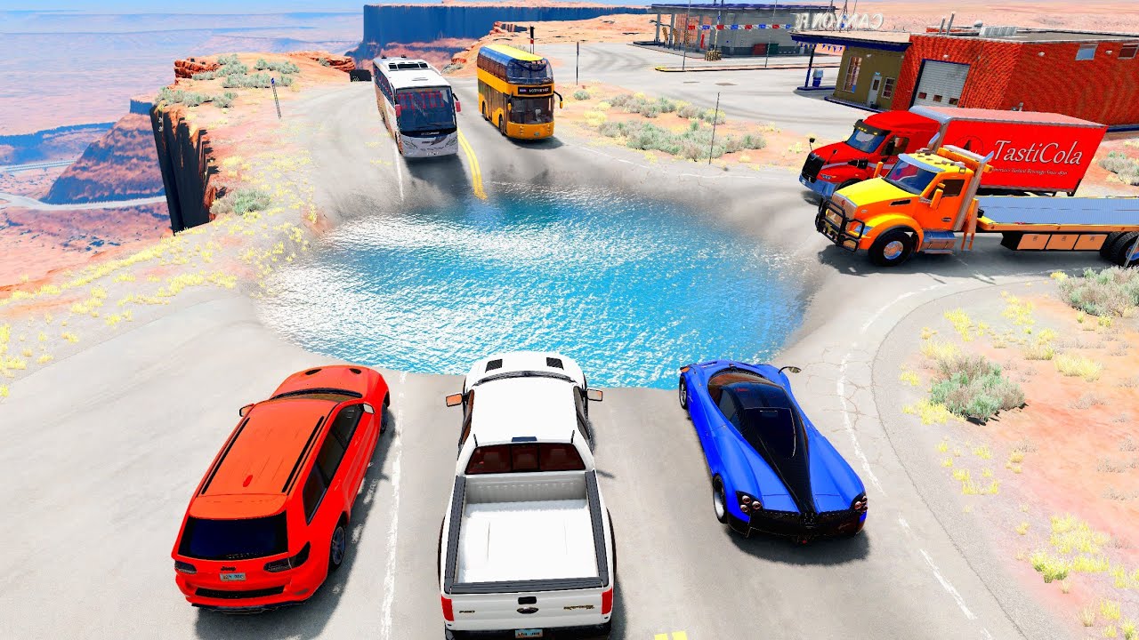 Car vs Giant Water Pit Challenge #2 | BeamNG.Drive