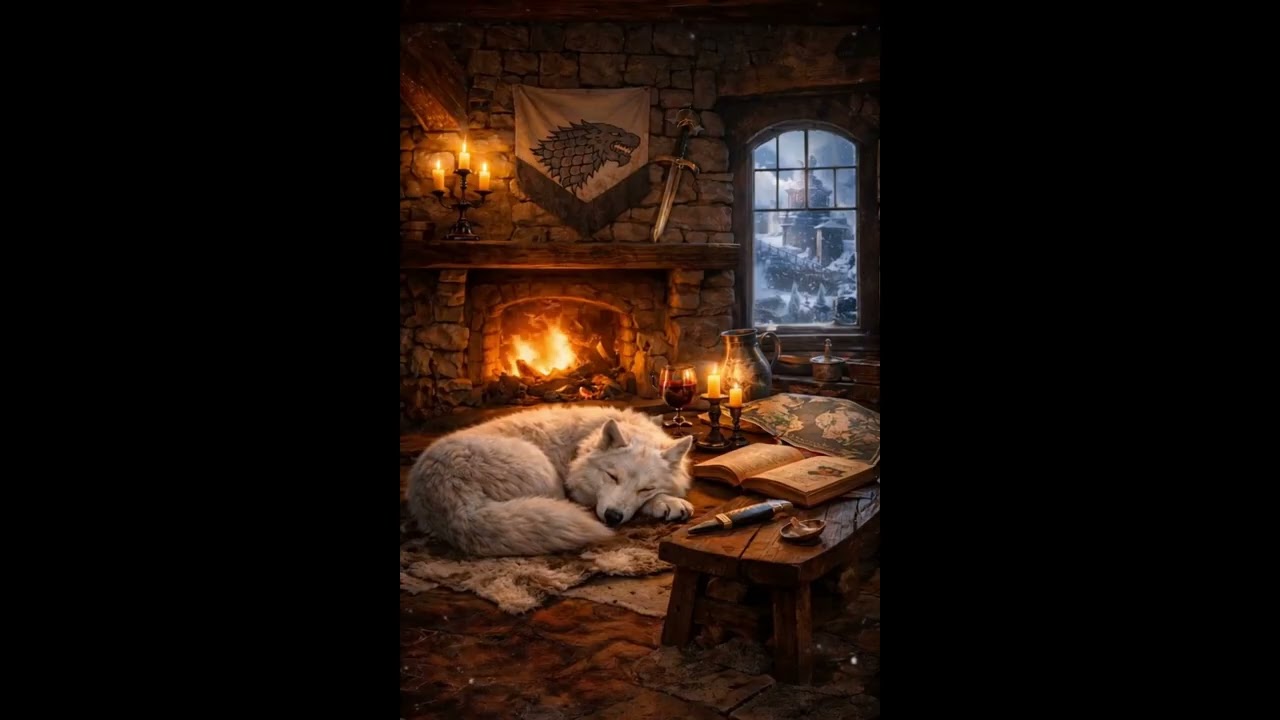 Game of Thrones Inspired Northern Castle Fireplace 🔥 Snowy Medieval Ambience (1 hour)