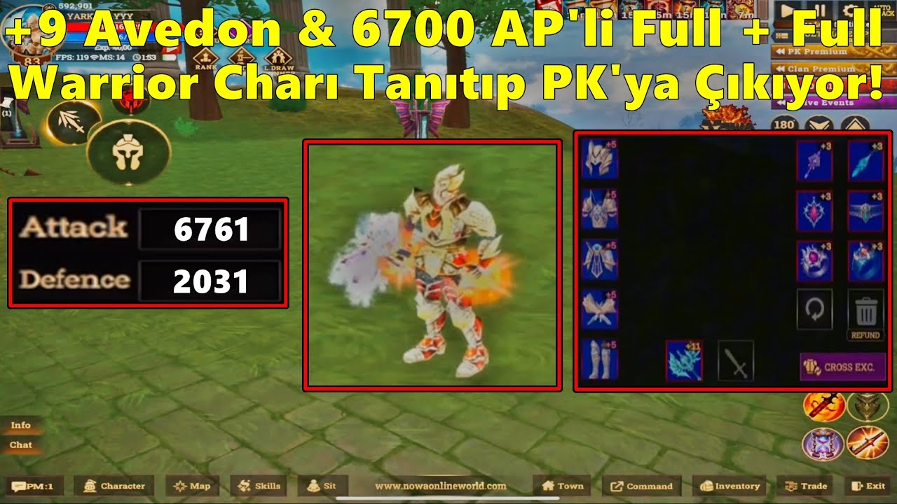 AudriannaTW | +9 Avedon & 6700 AP'li Full + Full Warrior Charı Tanıtıp PK'ya Çıkıyor! | Nowa Online