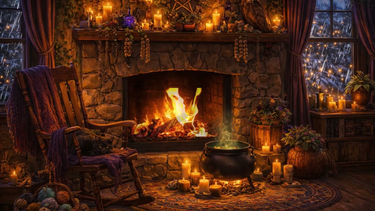 A cozy Witch's fire place