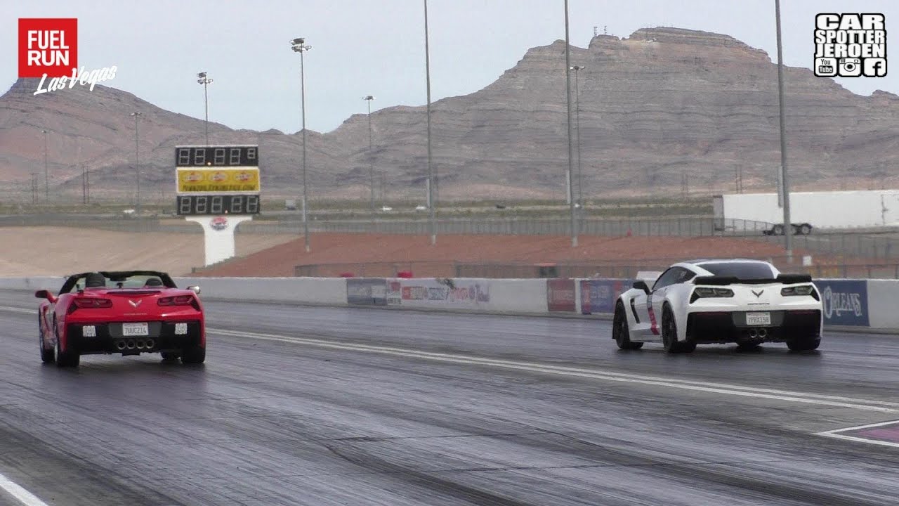 DRAGRACE | Corvette C7 Stingray vs. Corvette C7 ZO6 | 1/4 Mile dragrace | FuelRun Las Vegas