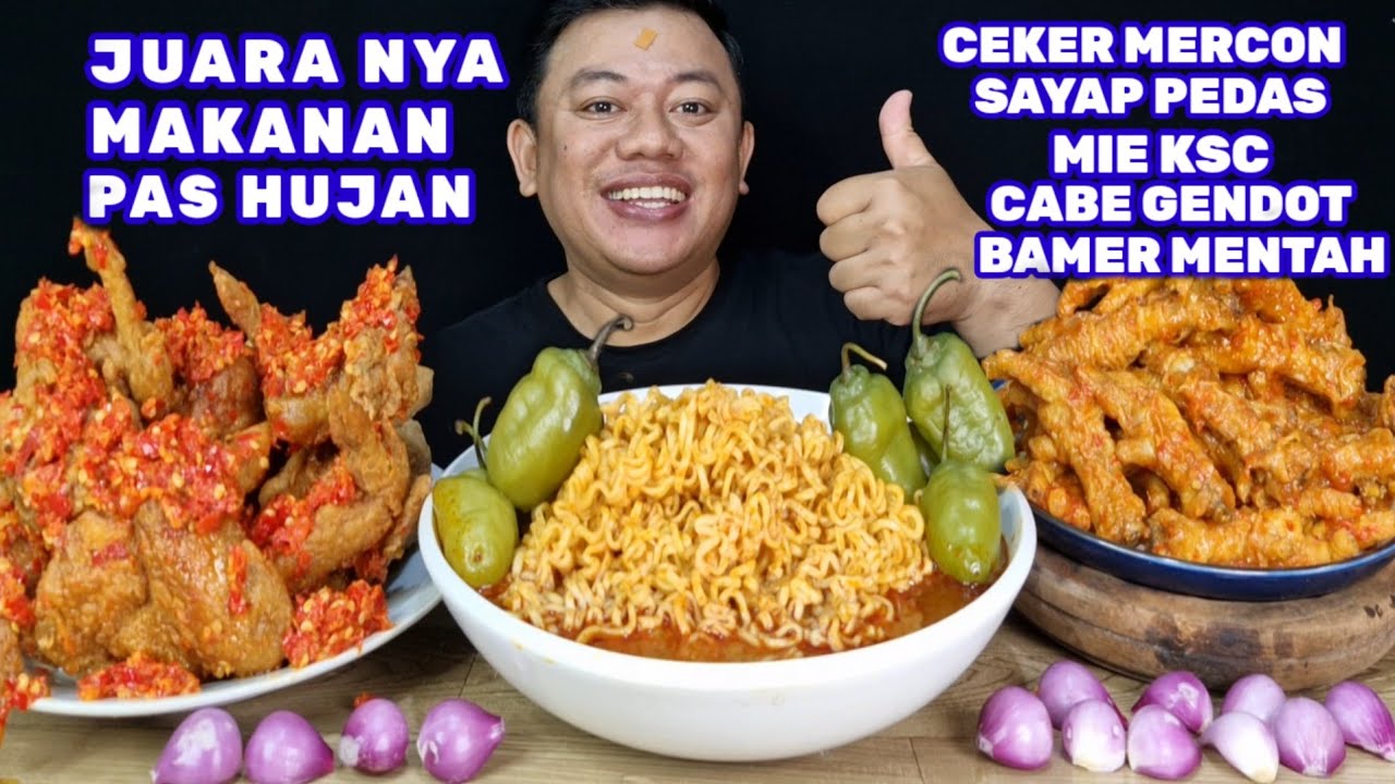 KREMUS CEKER PEDAS⁉️ MAKAN MIE PEDAS CABE GENDOT SAYAP AYAM CRISPY PEDAS LALAPAN BAWANG MERAH MENTAH