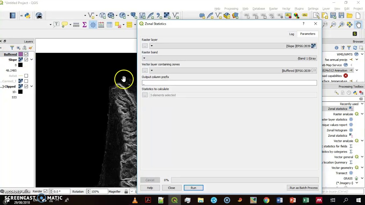 How to use zonal statistics to calculate slopes in QGIS3