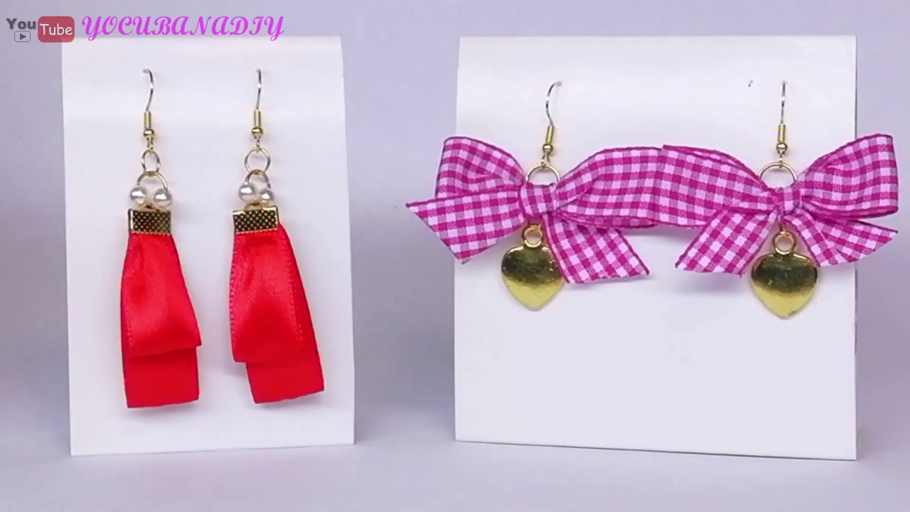 DIY/ HAZ DOS PARES DE ARETES O PENDIENTES CON CINTAS O LISTONES // Handmade Earrings