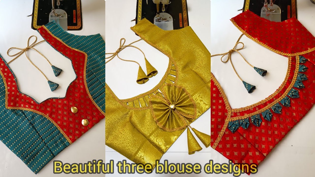 Three Unique Blouse Back Neck ki Design's ki Cutting And Stitching full tutorial #blouse #backdesign