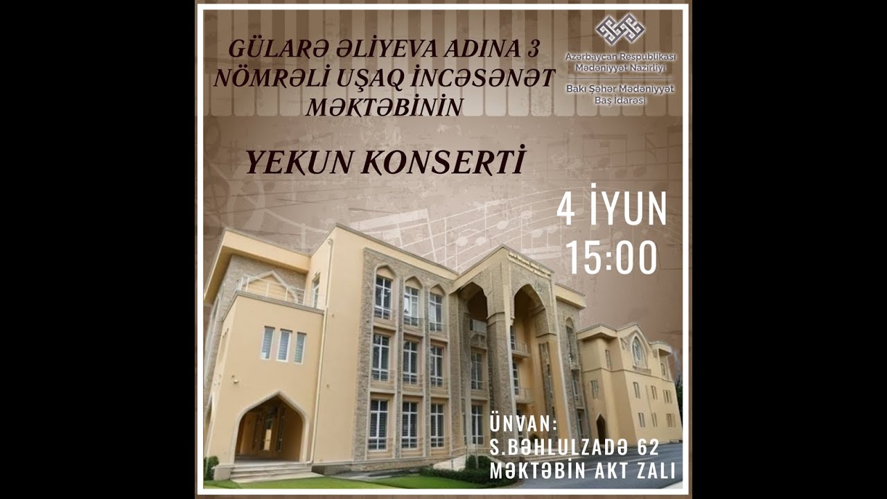 Gülarə Əliyeva adına 3 nömrəli Uşaq İncəsənət Məktəbinin Hesabat konserti~2024