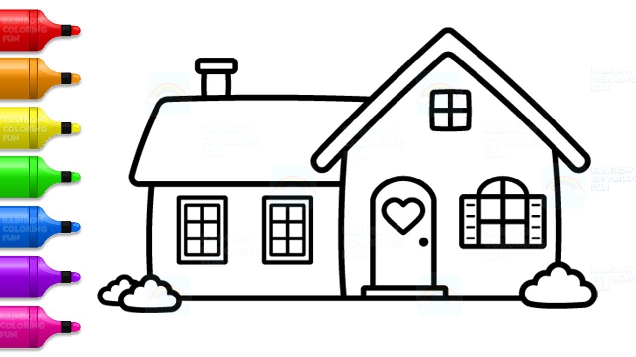 Doll House Drawing and Coloring - How to Draw Cute House
