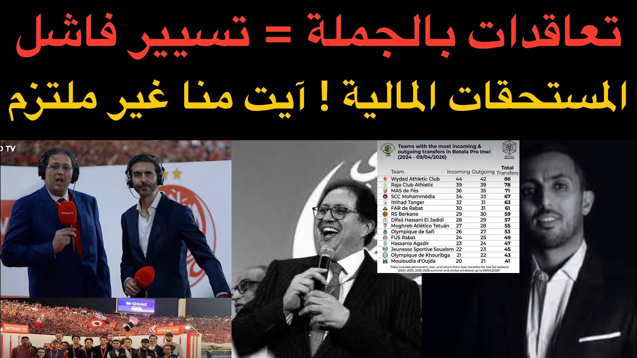 أخبار الوداد : تعاقدات بالجملة تساوي الفشل التسييري / آيت منا لم يلتزم بالمستحقات / عودة زياش