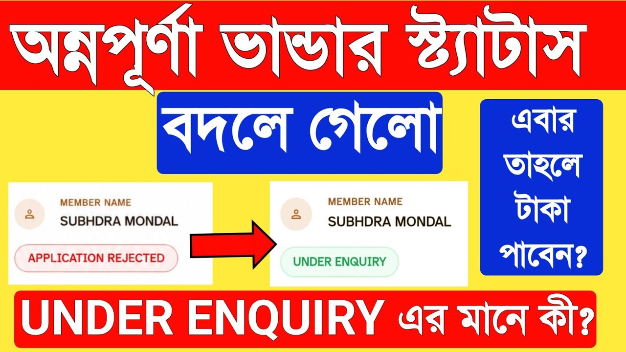 Annapurna Bhandar Status Under Enquiry | Application Rejected Payment Failure | Annapurna Form Edit