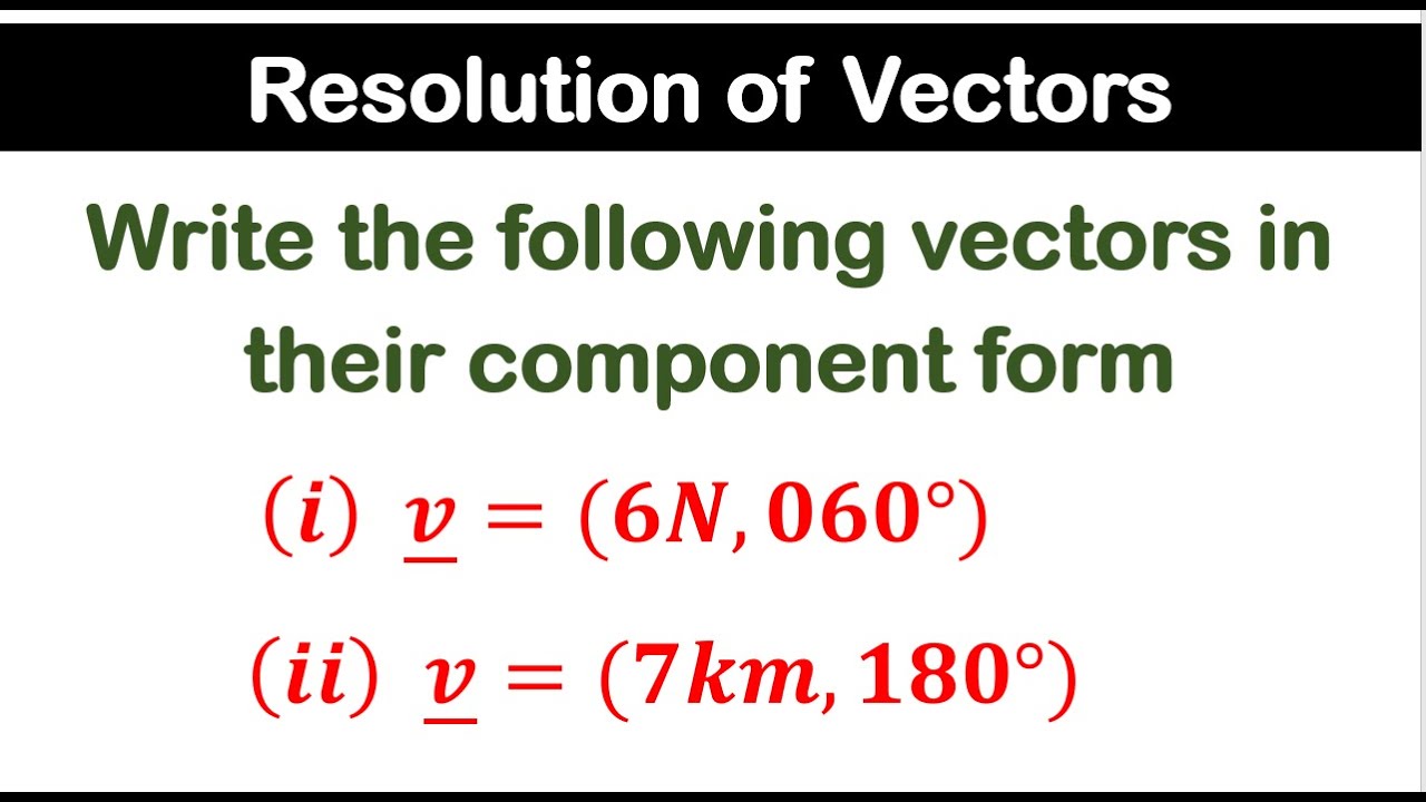Resolution of Vectors | Component Forms | Vectors in a Plane