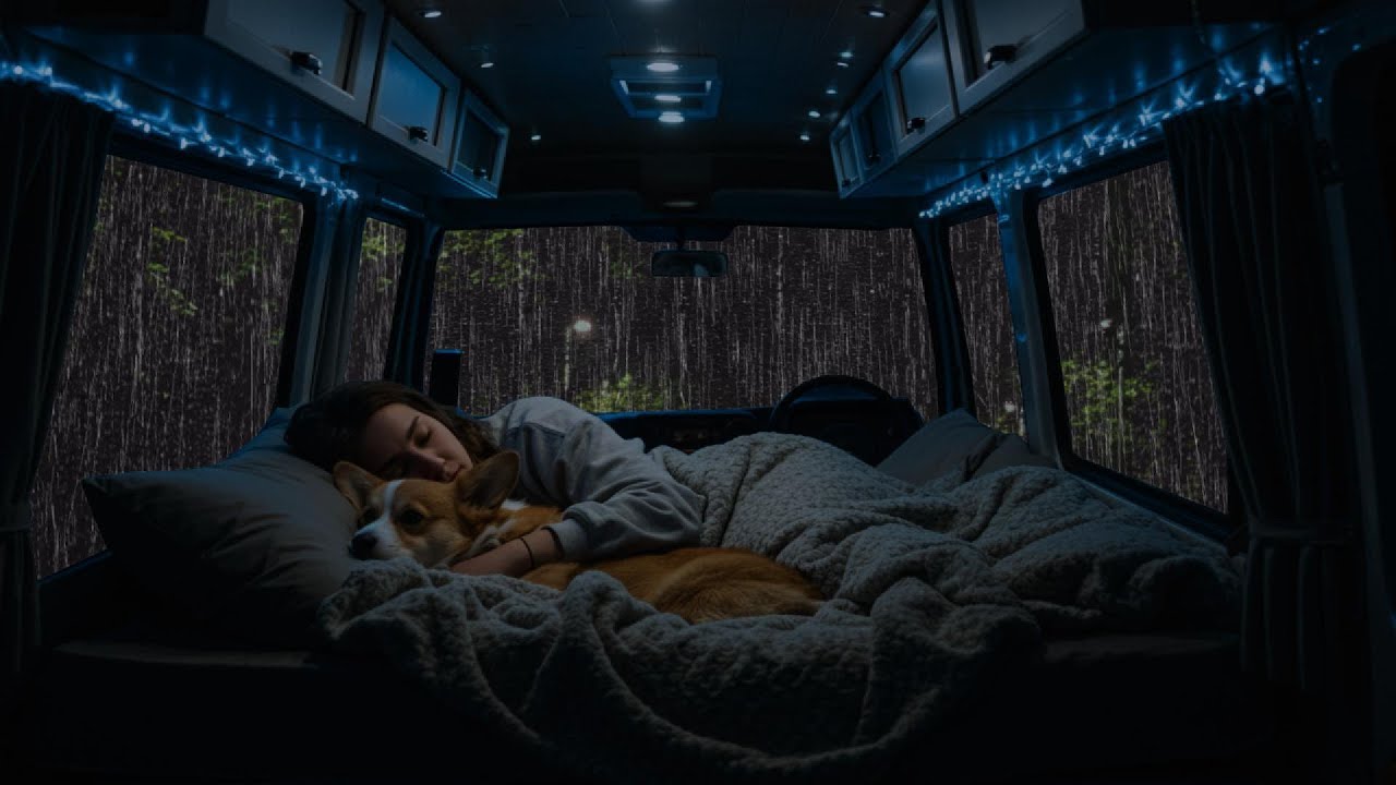 Relaxing Rain & Thunder on Cozy Car ⛈ Deep Sleep Sounds, Stress Relief & Peaceful Night Ambience