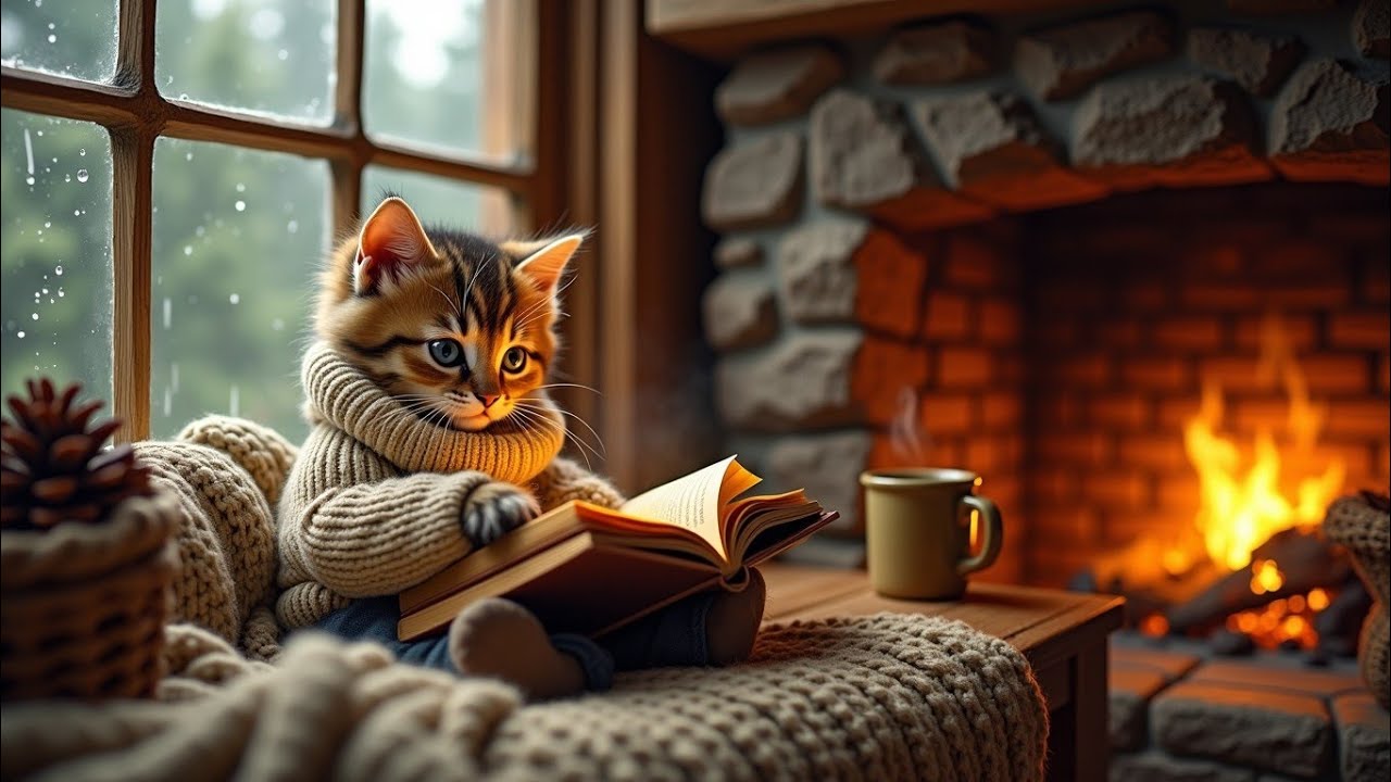 Tiny Cat's Cozy Rainy Day in the Woods! 🌲🍄🐱☔