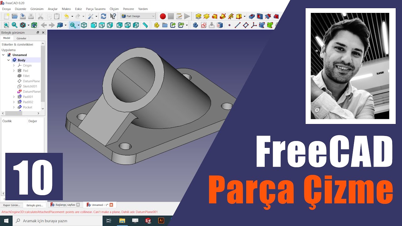 FreeCAD Parça Çizme Dersleri #10 | Yeni Düzlem Atama  | Create New Planes