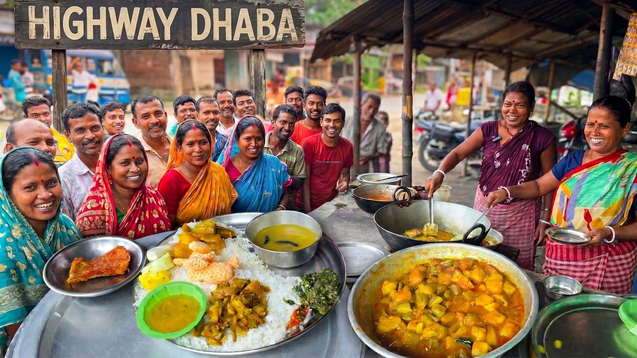 Amazing Bengali Highway Dhaba on Kalyani Highway | Veg Thali Only ₹50 , Street Culture in India