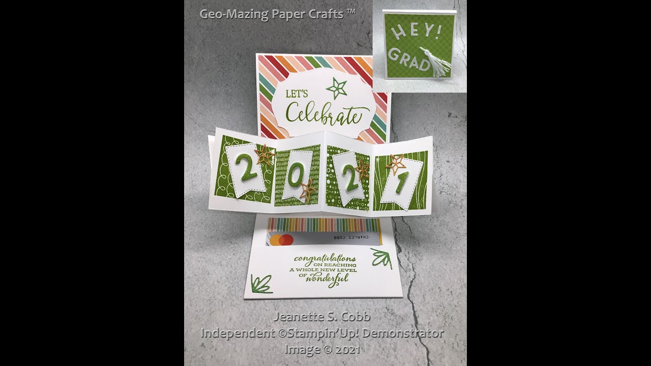 Pop-up 2021 Graduation Card with Gift Card Pocket using ©Stampin'Up! Products. Thank you May-May!