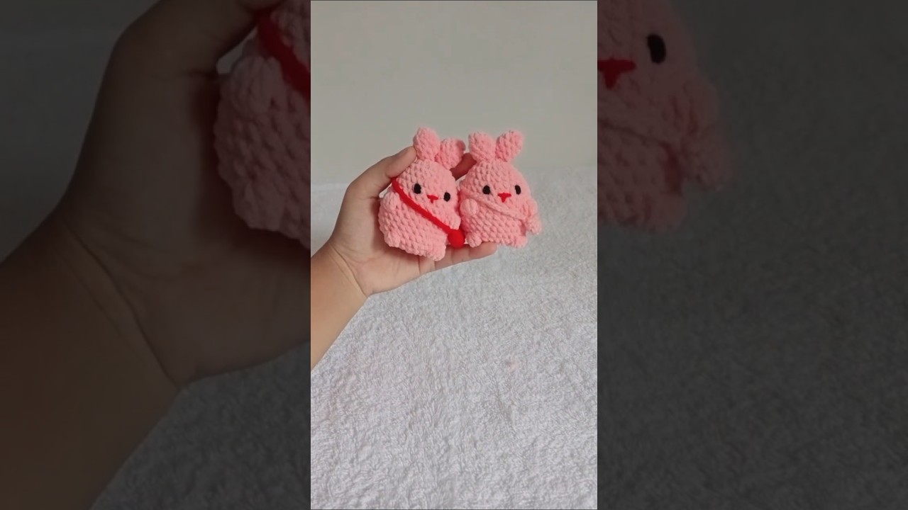 crochet bunny with me🐰 #crochet #pink #diy #amigurumi #diykeychain #sanrio #trending #kawaii #cute