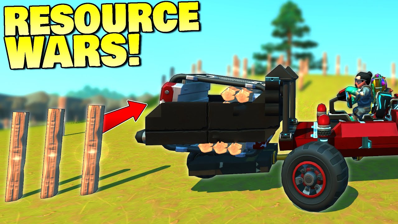RESOURCE WARS: Who's Car Can Collect Resources Faster? - Scrap Mechanic Multiplayer Monday