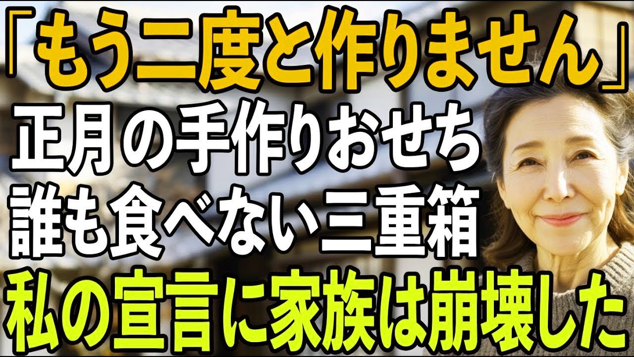 「もうやめる、二度と作りません」元旦の朝、誰も手を伸ばさない三重箱のおせちに、私は背を向けることを決意したーーその日、家族は崩壊した【シニアライフ】【60代以上の方へ】