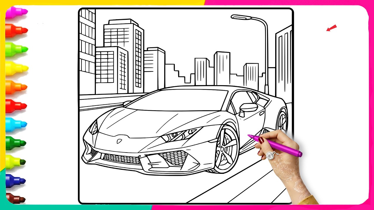 Asmr Satisfying - Coloring Lamborghini in City - Satisfying Coloring Pages