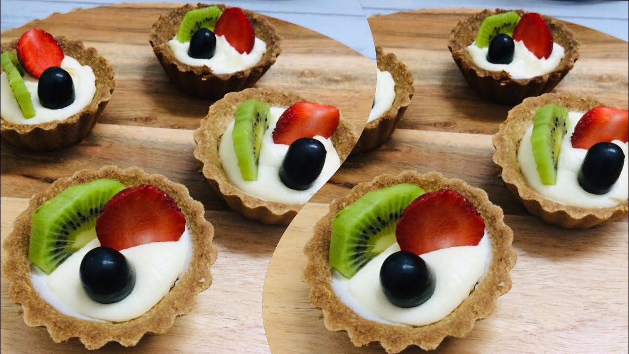 Mini fruit tarts | eggless fresh fruit tart recipe | homemade fruit tarts