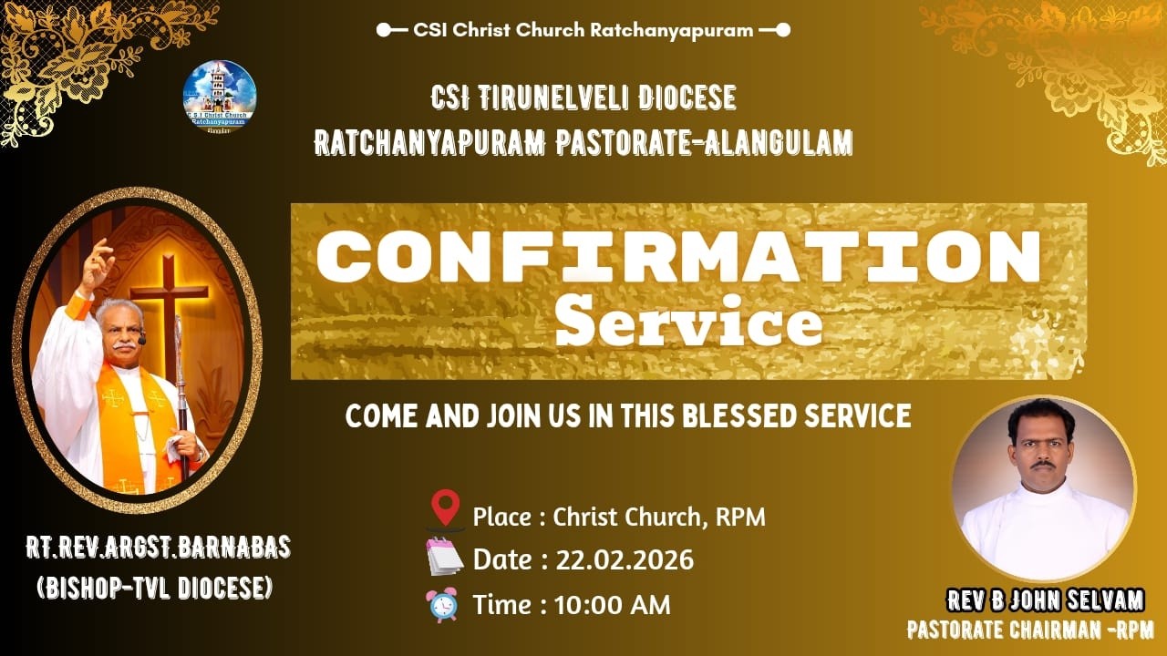 🔴 Confirmation Service C.S.I.Christ Church RatchanyaPuraM Alangulam 22.02.2026 #church #service