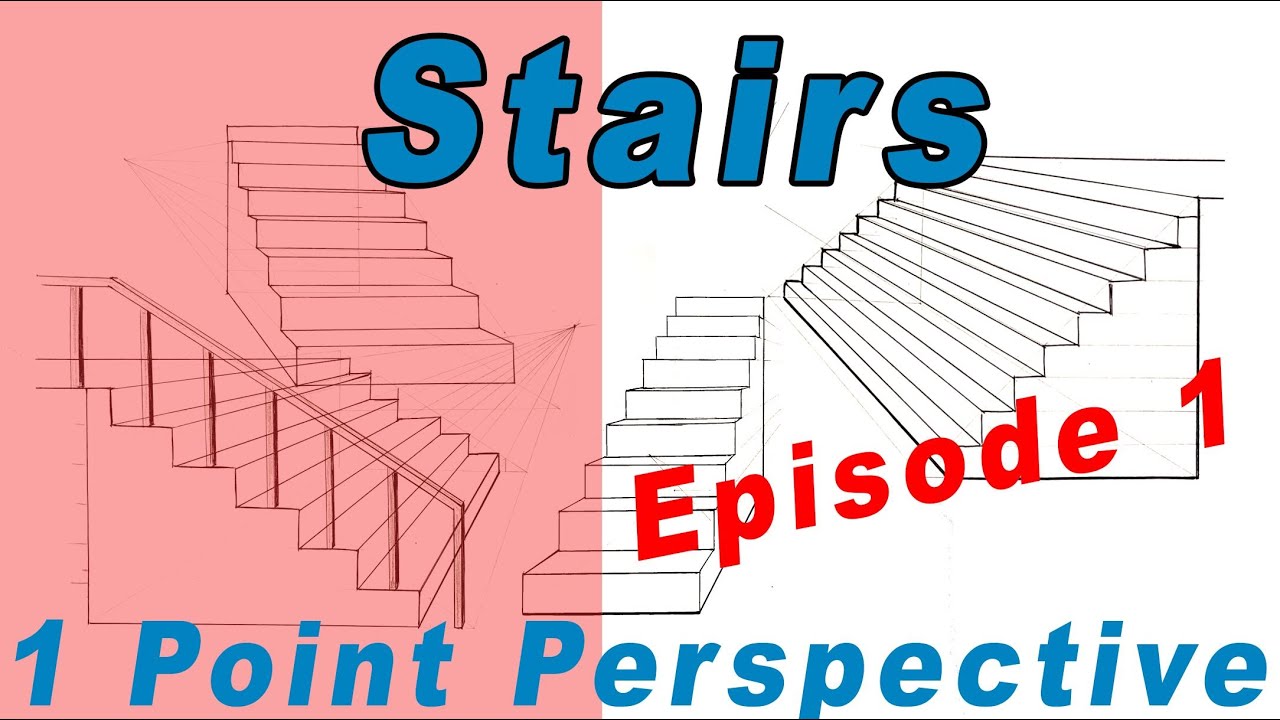 How to draw stairs in 1 Point Perspective Easy I Episode 1 I How to draw Step by step
