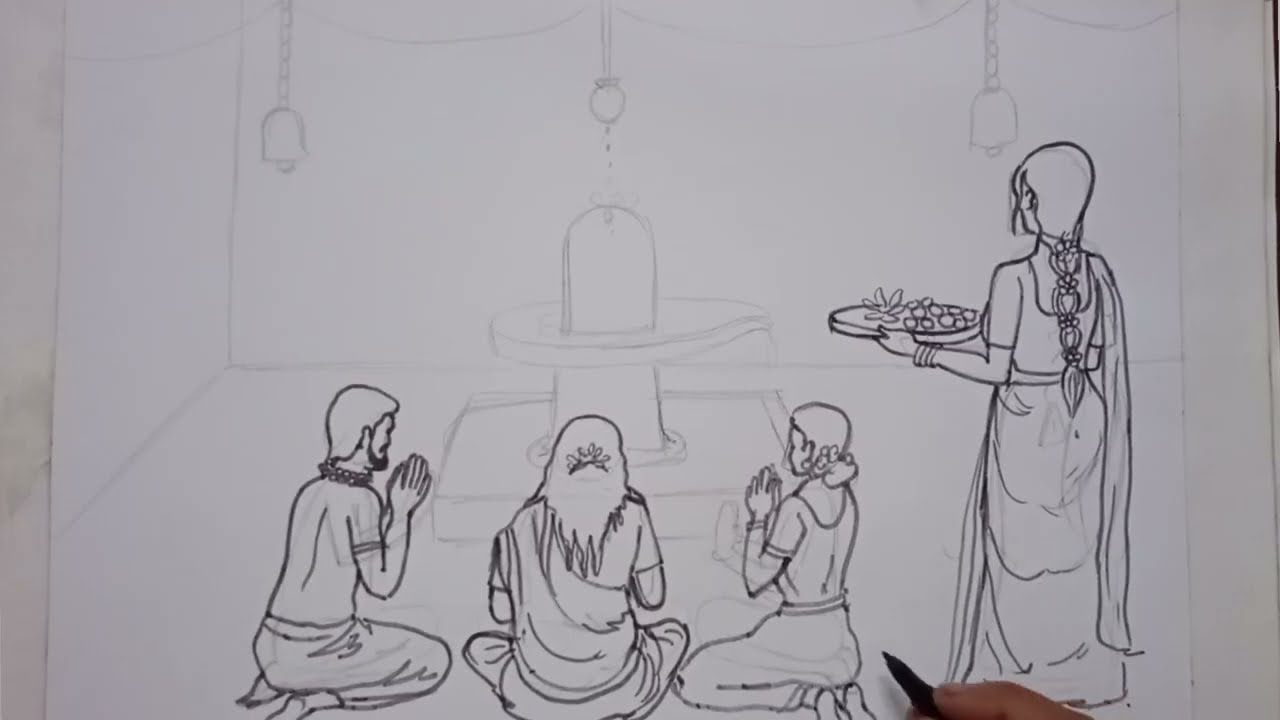Mahashivratri Drawing|| Shivaratri scenery drawing|| step by step tutorial video 