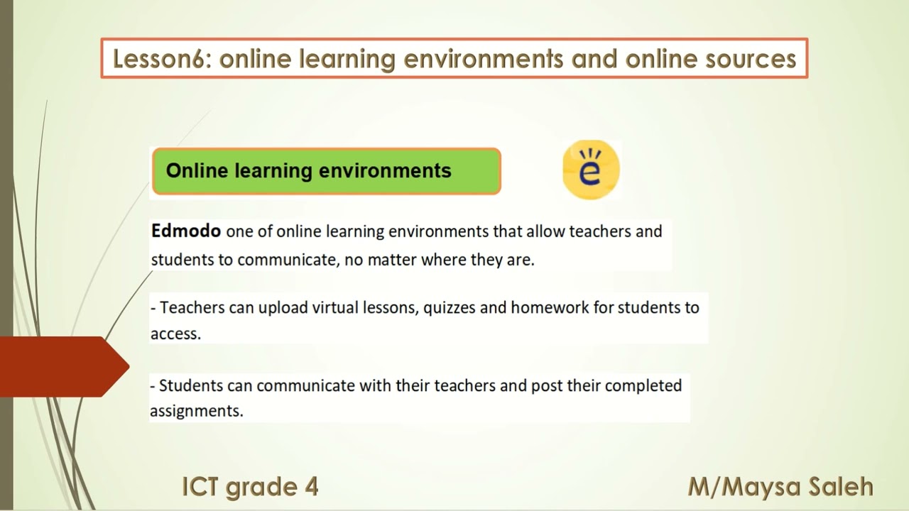 ICT grade4 lesson 6 theme3 online learning environments and online learning sources
