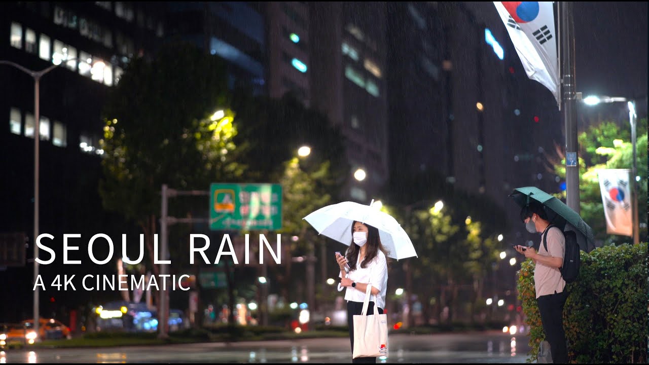 GANGNAM 강남 | Seoul Rain | Cinematic ASMR 4K Video | Rain Sounds