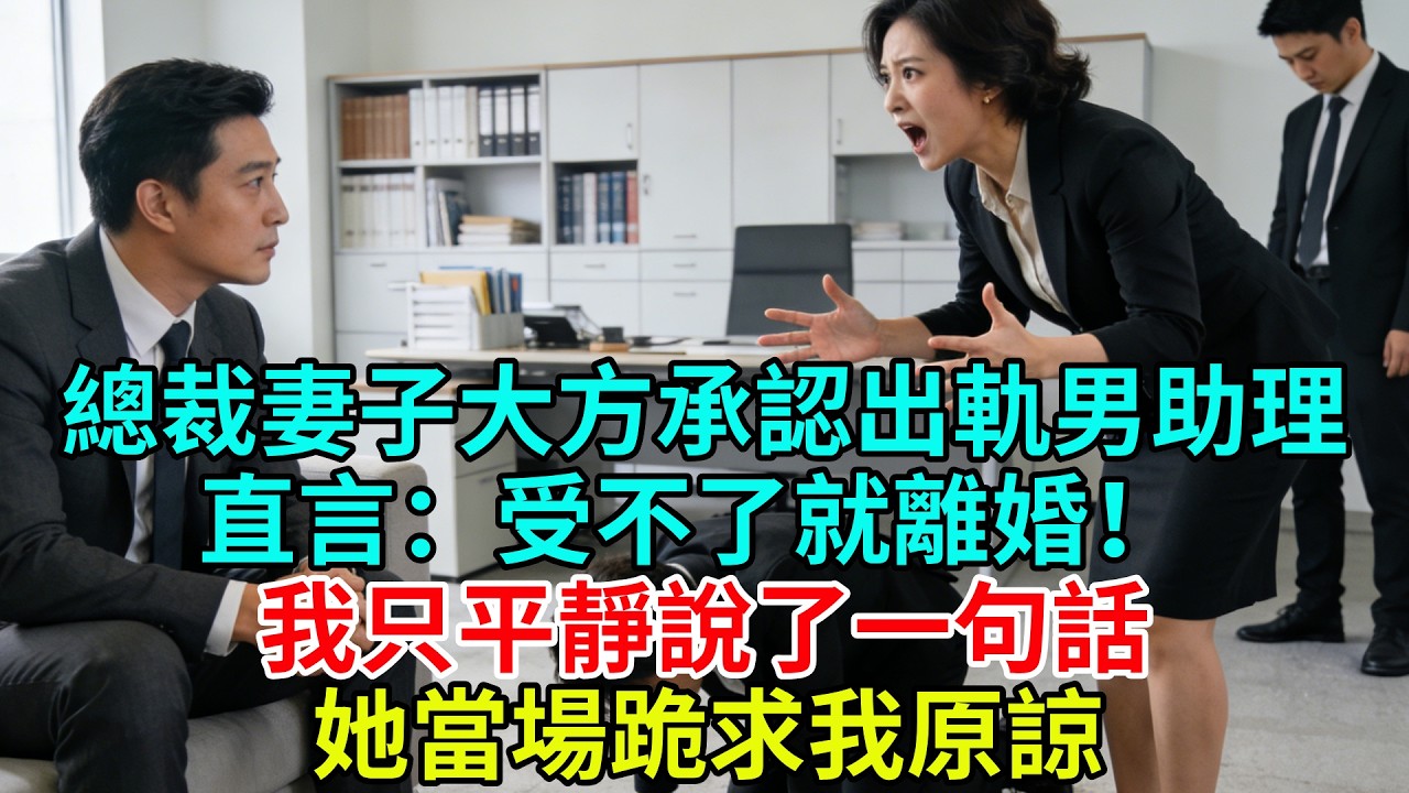 總裁妻子大方承認出軌男助理，直言：受不了就離婚！ 我也沒再挽留，只平靜説了一句話，她當場跪求我原諒#故事頻道#故事#情感故事