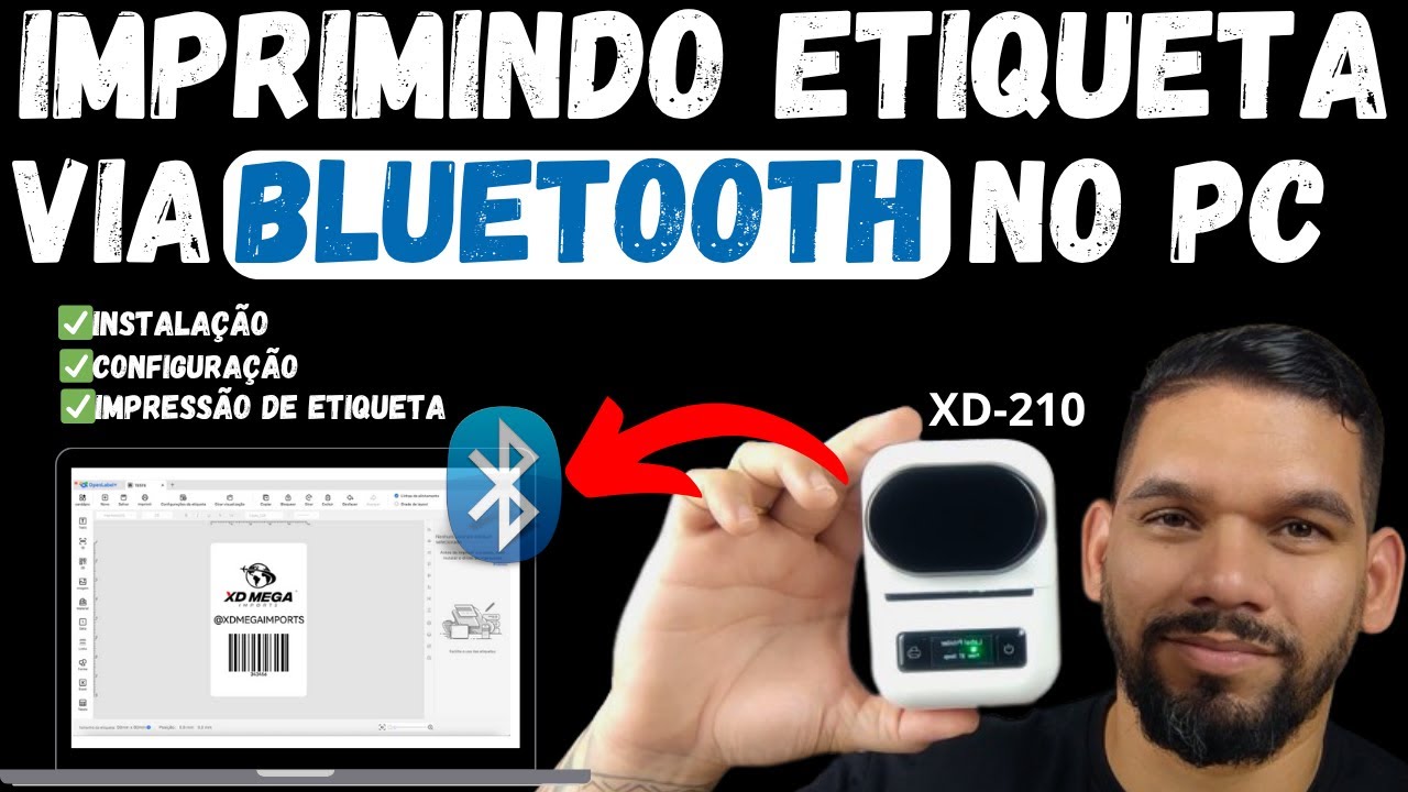 RESOLVIDO! IMPRIMIR ETIQUETA ADESIVA NO COMPUTADOR VIA BLUETOOTH MINI IMPRESSORA BLUETOOTH XD-210