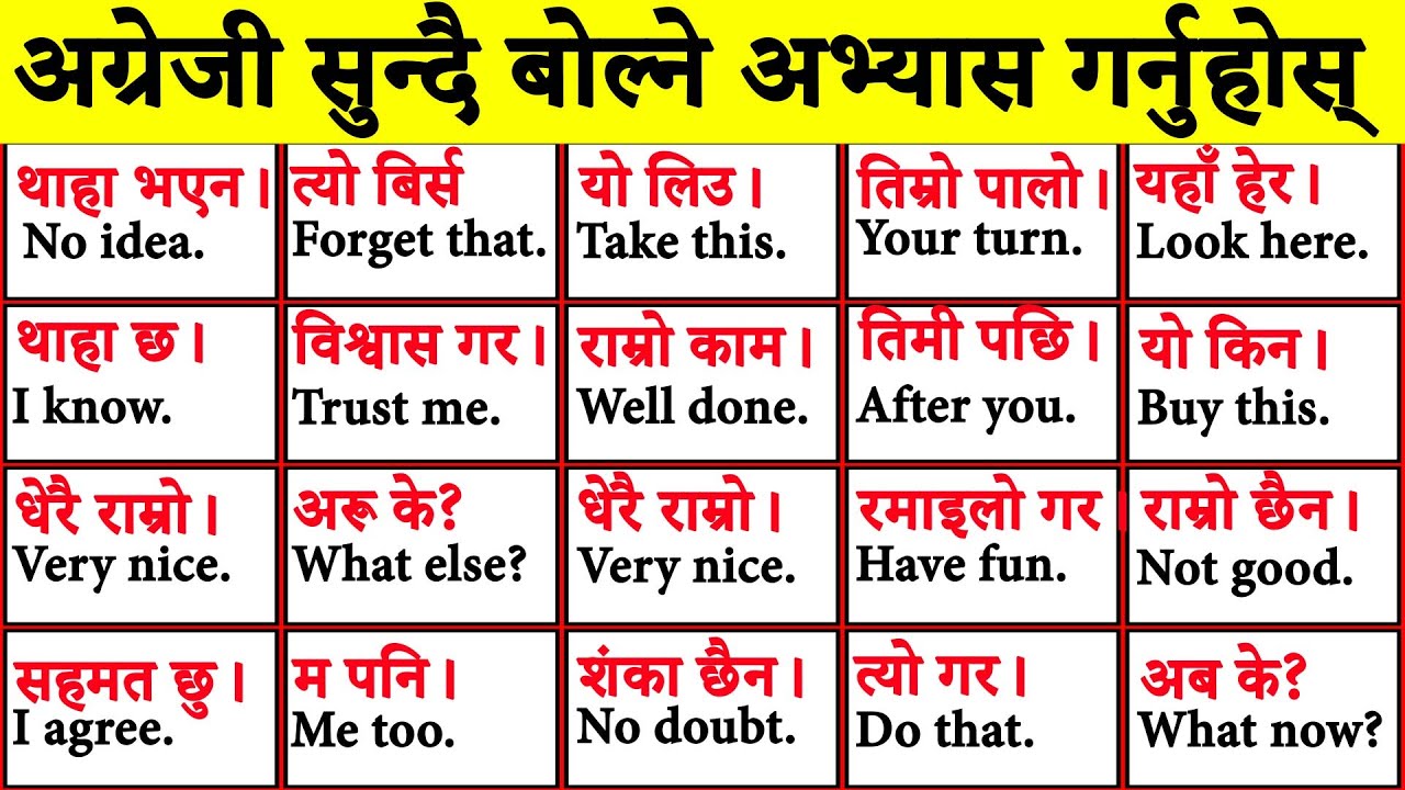 Very Short and Easy English Sentences Practice for Daily Use Fluent Conversation | Nepali Meanings