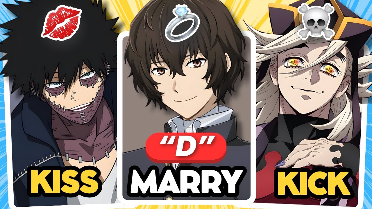 KISS 💋, MARRY 💍,  KICK 💀 Anime BOYS for each LETTER (A-Z)🔥✏️ | ANIME QUIZ