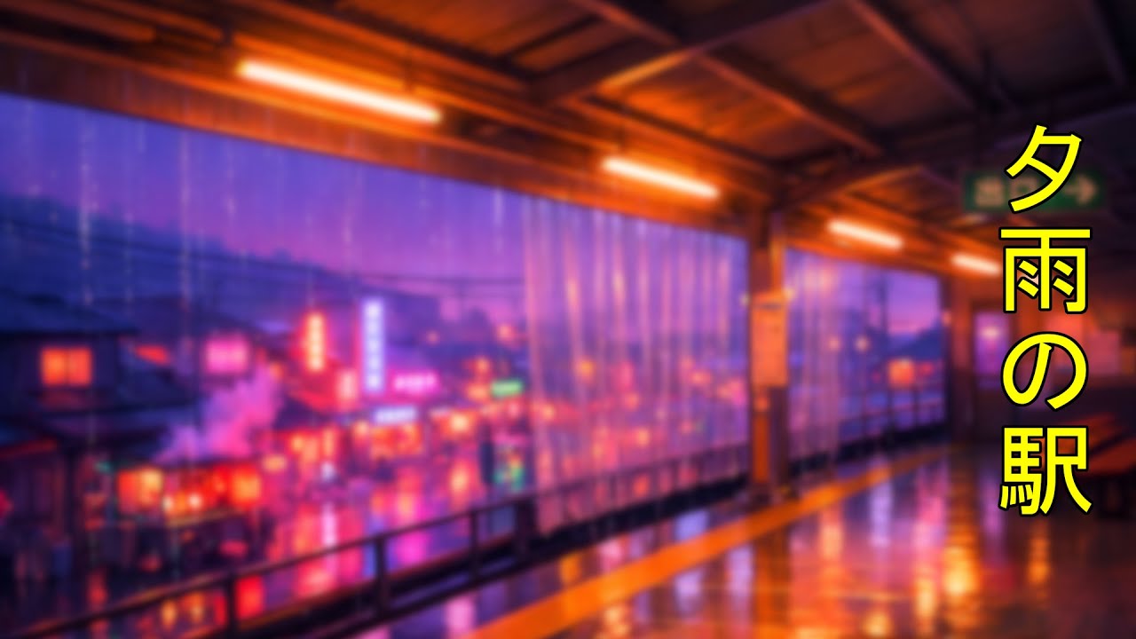 Rainy Lofi Hip Hop Beats [3 Hours] for Unwinding 🌌🏮Nostalgic Japanese Station Platform, 90s Retro