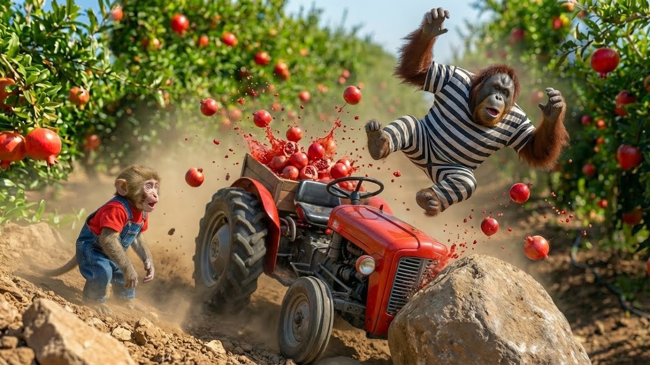 Baby Monkey Nana Drives Tractor, Crane & Helicopter! 🚜 Farm Harvest & Building House 🏠